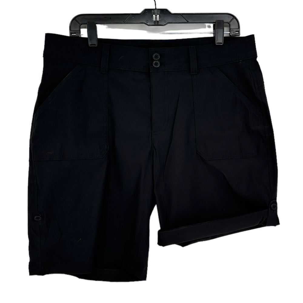 Eddie Bauer Women's Rolled‎ Hem Bermuda Shorts Stretch UPF 50 Black Size 12